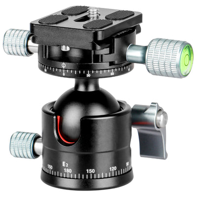 Low Profile Ball Head, 360 Degrees Double Panoramic Head Φ36mm Metal ball diameter and 1/4